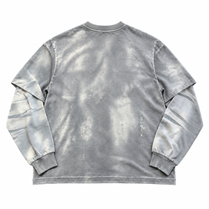 Sudadera Unisex Personalizada con Mangas en Capas, Estilo Oversize, Lavado Ácido, Gráfico Desgastado, Cuello Redondo de Felpa Francesa, OEM, Marca Privada - Product Image 3