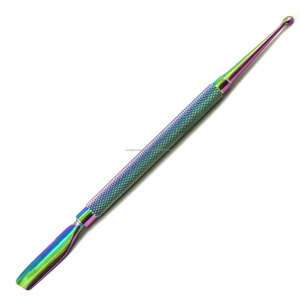 Pousse-cuticules double embout en acier inoxydable avec cuillère, kit d'outils de manucure réutilisable, équipement professionnel de soins de beauté - Product Image 3