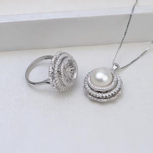 S925 Silver DIY Accessories Female Fashion Jewelry Set with Rotatable <b>Ring</b> <b>Open</b> <b>Ring</b> Pendant and Pearl Empty Holder 1287 - Product Image 5