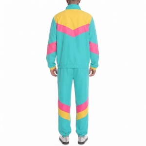 Custom Tech Fleece Winter Windbreaker Men Tracksuit Set Retro Hooded <b>Jacket</b> Pants Turquoise Pink Yellow Color Block <b>Shell</b> <b>Suit</b> - Product Image 2