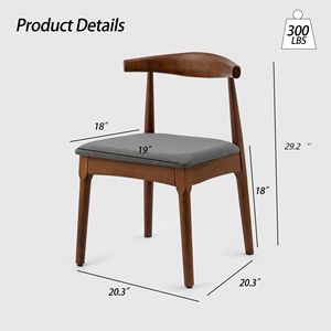 Metà del secolo sala da pranzo Set di 2 noce telaio carbone grigio cuscino in legno tessuto imbottito sedie da pranzo - Product Image 4