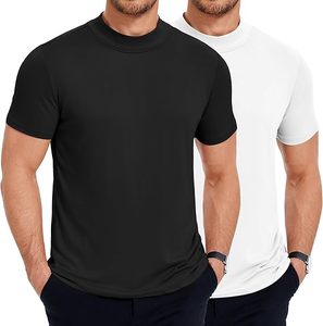 Custom Printed Mock Neck 100% Cotton T-Shirt | Regular Fit Short Sleeve Tee | Breathable Knitted | Private Label Manufacturer - Product Image 1