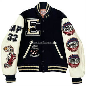 Logo personnalisé broderie collège Baseball uniforme Letterman Sport sweats à capuche hommes veste universitaire poignets côtelés décolleté ourlet - Product Image 5