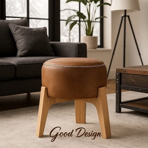 Modern <b>Pink</b> Velvet Handcrafted Multi-Functional Small Round Ottoman Low Storage Accent <b>Stool</b> for Living Bedroom - Product Image 1