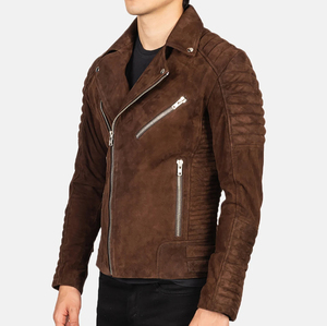 <b>Men</b> Genuine <b>Suede</b> Leather Biker <b>Jacket</b> Custom Motorcycle Vintage Western Eco-Friendly Waterproof Windproof STREETWEAR - Product Image 3