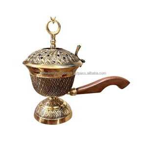 Quemador Loban de latón con mango de madera Dhoop Dani Dhooni Soporte decorativo para quemador de incienso y artículos de regalo - Product Image 5
