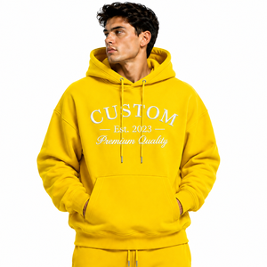 Sweat-shirt à capuche unisexe surdimensionné en molleton de coton, style streetwear, pour l'automne, couleur unie, avec poches, pour hommes - Product Image 2