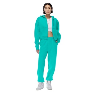 2025 nueva sudadera informal con logotipo personalizado de manga larga de lana con cremallera sudaderas con cordón de algodón liso Crop Top Sudadera con capucha para mujer - Product Image 1