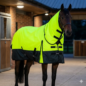 Tapis combiné cheval d'hiver en polyester 1200D durable et imperméable avec remplissage 200G et doublure en nylon reliure fluorescente/noire - Product Image 3