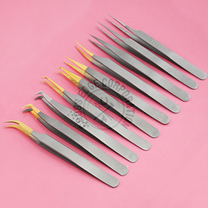 Pinzas para pestañas con punta de fibra, pinzas para extensiones de pestañas de 45 90 grados, pinzas para pestañas rectas, herramientas de aislamiento de pestañas para pestañas - Product Image 5