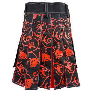 Kilt Escocés Hecho a Mano para Hombre, Estilo Moderno en Negro y Naranja para Halloween, Kilt 2026 - Product Image 2