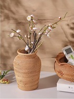Haute qualité fait à la main rustique rotin fleur Vase Vintage Design maison accessoire décoratif pour une utilisation au sol