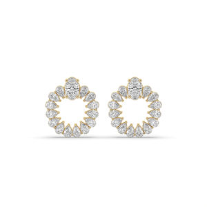 Boucles d'oreilles en diamant de laboratoire ovale de 2 carats, or jaune 14 carats, légères et élégantes, prix de gros, fournisseur direct d'usine de bijoux - Product Image 1