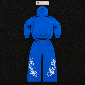 Conjunto de Sudadera con Capucha y Pantalones Deportivos con Estampado Blue Star, Ropa Deportiva, Sudadera con Capucha, Pantalones Deportivos a Juego, Dos Piezas, Corte Informal - Product Image 6