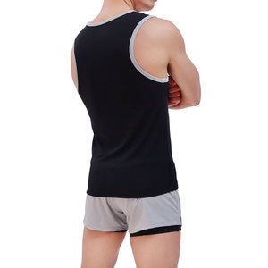 <b>Men</b> V-neck Tank Top Breathable Knitted Casual Wear Solid Design High Street Front Logo Gray <b>Black</b> - Product Image 2