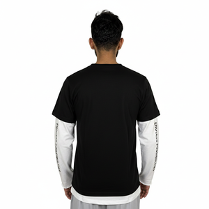 เสื้อยืดผู้ชายลำลองสองชั้นสำหรับสตรีทแวร์ เนื้อผ้านุ่มสบาย |   ทรงโมเดิร์น |   โรงงานผลิตเสื้อผ้า OEM & ODM เสื้อยืดสองชั้น - Product Image 2