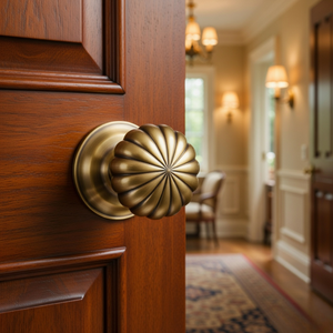 Pomo de Puerta Aurelia Crown de Latón Antiguo con Diseño de Cúpula Acanalada |   Manija de Puerta Decorativa de Lujo para Puerta Principal, Dormitorio y Hogar Premium - Product Image 3