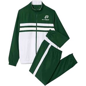 BULKBEAR Unisex Tracksuit Set Green <b>White</b> Full Sleeve Zipper Sporty Casual <b>Joggers</b> Breathable Cotton Winter Adult Regular Fit - Product Image 1