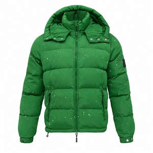 Blouson matelassé vert à capuche pour homme, fermeture éclair frontale, décontracté, hiver, écologique, coque en PU, garniture en fourrure, rembourrage en polyester, coupe classique - Product Image 3