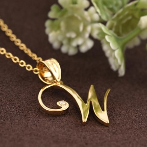 Customize Letter <b>Pendant</b> Diamond Letter W Initial <b>Pendant</b> Necklace Dainty Monogram Necklace 925 Silver & <b>Gold</b> Pendent for Women - Product Image 2