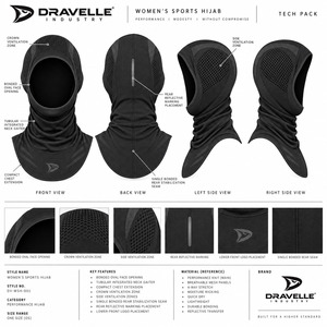 <b>Full</b> Coverage Modest Headwear Seamless Obsidian Breathable Lightweight Running Cycling Sports <b>Hijab</b> Custom OEM - Product Image 6