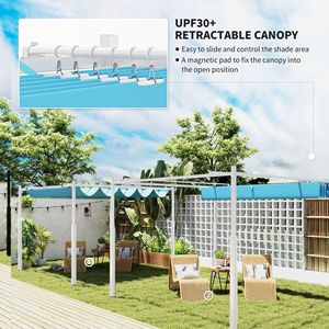 Pergola Moderna Retrattile 3x3m con Tenda UPF30+ Blu, Palo in Metallo per Esterni con Fissaggio Magnetico per Villa, Cortile, Parco - Product Image 4