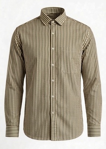 Chemises décontractées pour hommes en polycoton à rayures, coupe classique, col rabattu, séchage rapide, pour le bureau, vente en gros, service OEM, Inde - Product Image 4