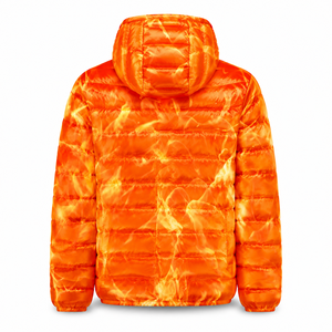 Wholesale Custom Mens Flame Print Hooded Puffer Jacket Quilted Winter <b>Bubble</b> <b>Coat</b> OEM Private Label Direct from Factory Blimpex - Product Image 3