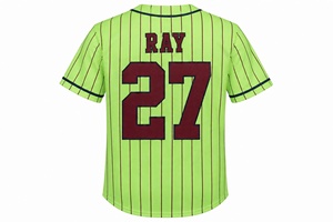 Custom Fallen Riders <b>Lime</b> <b>Green</b> Pinstripe Baseball Jersey Sublimated Button Up Team Uniform Hip Hop Streetwear <b>Shirt</b> Custom Name - Product Image 4