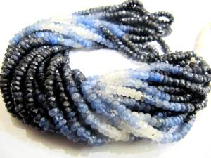 Cuentas de zafiro azul natural de 3-4 mm, hilo de cuentas de zafiro de Birmania de 8 pulgadas de largo - Product Image 2