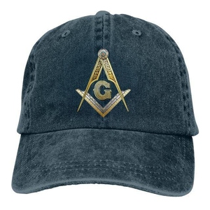 Casquette de baseball de haute qualité Maître Maçon Loge Bleue, ajustable, avec compas maçonnique, modèle G - Product Image 1