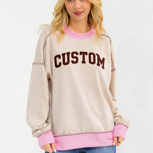 Women Oversized <b>Mock</b> <b>Neck</b> Sweatshirt Solid Gray 100% Cotton Drop Shoulder Long Sleeve Autumn Casual Wear - Product Image 1