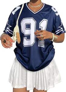 Camisetas de Jersey para Mujer 2026, Camisetas Gráficas con Cuello en V, Estilo Holgado, Streetwear, Número, Camiseta Oversize, Tops de Verano - Product Image 6