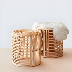 Natural rattan <b>stool</b> wholesale handmade footstools cane <b>ottoman</b> <b>stools</b> cheap price decorative poufs - Product Image 3