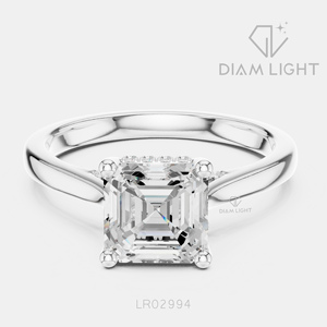 Bague en diamant de laboratoire taille Asscher 1,78 carat, certifiée IGI, or blanc 14 carats, couleur F+, clarté VS+, pour anniversaire, fiançailles, cadeau - Product Image 1