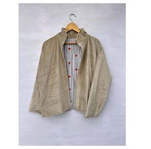 Gray Cotton Open Front Quilted Jacket-Boho Blazer Unisex Free Size Breathable Eco-Friendly - Product Image 1