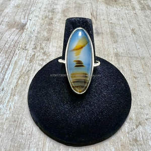 Anillo dendrítico de ágata Montana, joyería de plata esterlina de ágata con bandas naturales, anillo de banda de plata 925 - Product Image 3