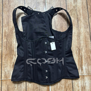 Corsé gótico negro de algodón con hebilla y tirantes para debajo del busto - Product Image 3