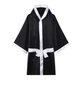 PROFIT SPORTS Robe à capuche en satin rouge, bleu et noir avec ceinture à bordure blanche, pour l'entraînement aux arts martiaux, toutes saisons, respirante, en polyester - Product Image 2