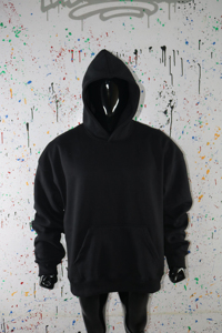 Sweat-shirt à capuche noir pour homme, coupe classique, 100% coton molletonné, imperméable, respirant, avec poche, vêtement décontracté pour l'hiver - Product Image 2