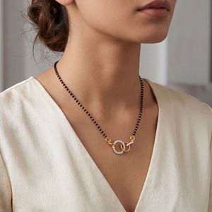 Luxury Yellow Gold <b>Rose</b> Gold Plated <b>Black</b> Beaded Necklace Diamond Pendant IGI Certified Synthetic Cut Brilliant H Fancy Unisex - Product Image 5