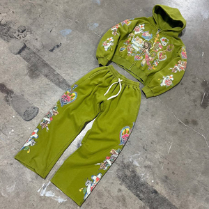 Conjunto Deportivo con Capucha, Manga Larga, Bordado de Personajes, Estilo Urbano, Transpirable, Corte Regular, para Otoño, con Pantalones con Cordón - Product Image 4