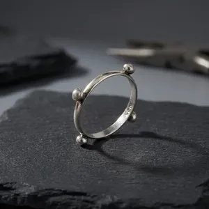 <b>925</b> Sterling <b>Silver</b> Gold Plated Pearl <b>Ring</b> Geometric Design Trendy Unisex Everyday Wear Gift Jewelry - Product Image 3