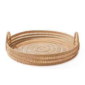 Decor serving tray for <b>sweets</b> & drinks best quality natural rattan organizer hand-weaving trays - Product Image 5