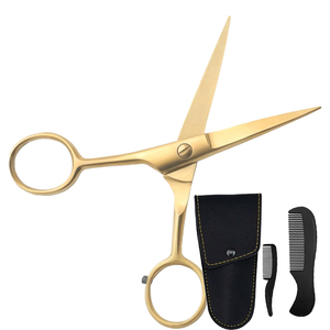 Professional Hair Scissors with Sharp Stainless Steel Blades Right Handed Beard Mustache Trimming Set Includes Combs and Pouch - Product Image 6