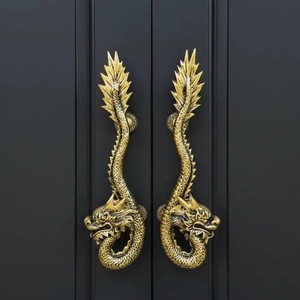 Poignée de porte décorative en fer forgé avec motif de rose, finition galvanisée, forme ronde, installation facile - Product Image 6