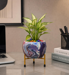 Pot de fleurs artisanal Pitalnagi Meenakari en métal artistique pour plantes d'intérieur et d'extérieur, décoration pour la maison et le jardin - Product Image 6