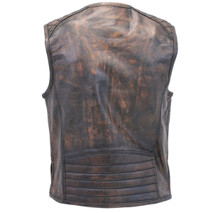 Gilet en cuir véritable de vachette respirant style club décontracté pour hommes, grande taille, gilet de motard en cuir, conception personnalisée OEM - Product Image 2