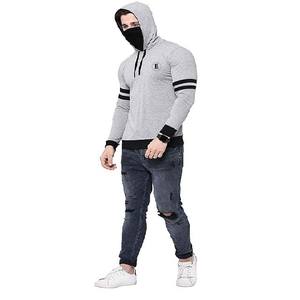 Manufacture High Quality Plain <b>String</b> Gray with <b>Black</b> Panel Hoodies Blank Heavyweight Cotton Pullover Hoodie - Product Image 4