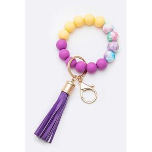 Braccialetto con Nappine in Perline di Vetro e Cristallo Stampato in Silicone, Portachiavi - Product Image 5